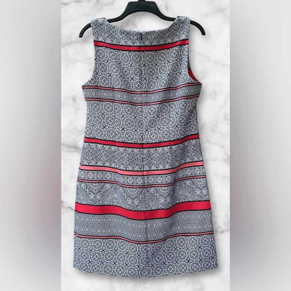 R&K Midi Shift Dress Navy White Coral Floral Size 12 - Picture 4 of 10